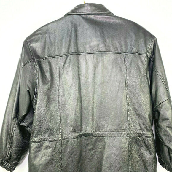 Wilsons Leather Jacket Women's Medium Black Zip Up Mid Length Lined - Picture 5 of 11